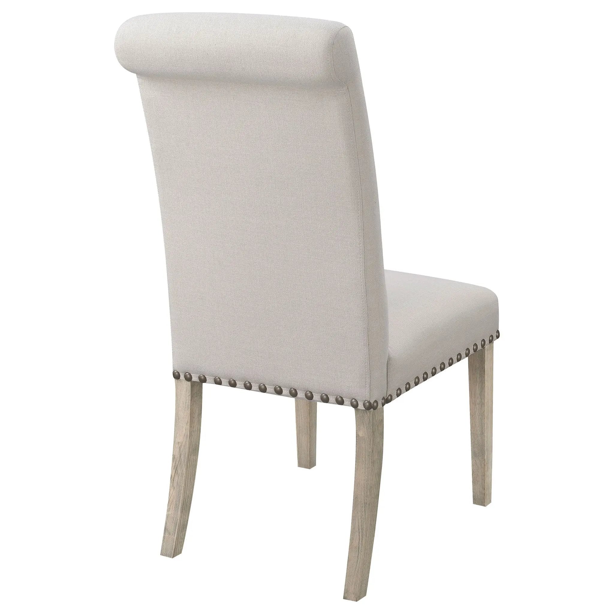 Upholstered Dining Chair With Rolled Edge Seat Back (Set of 2) - Beige by HouseOfZazla