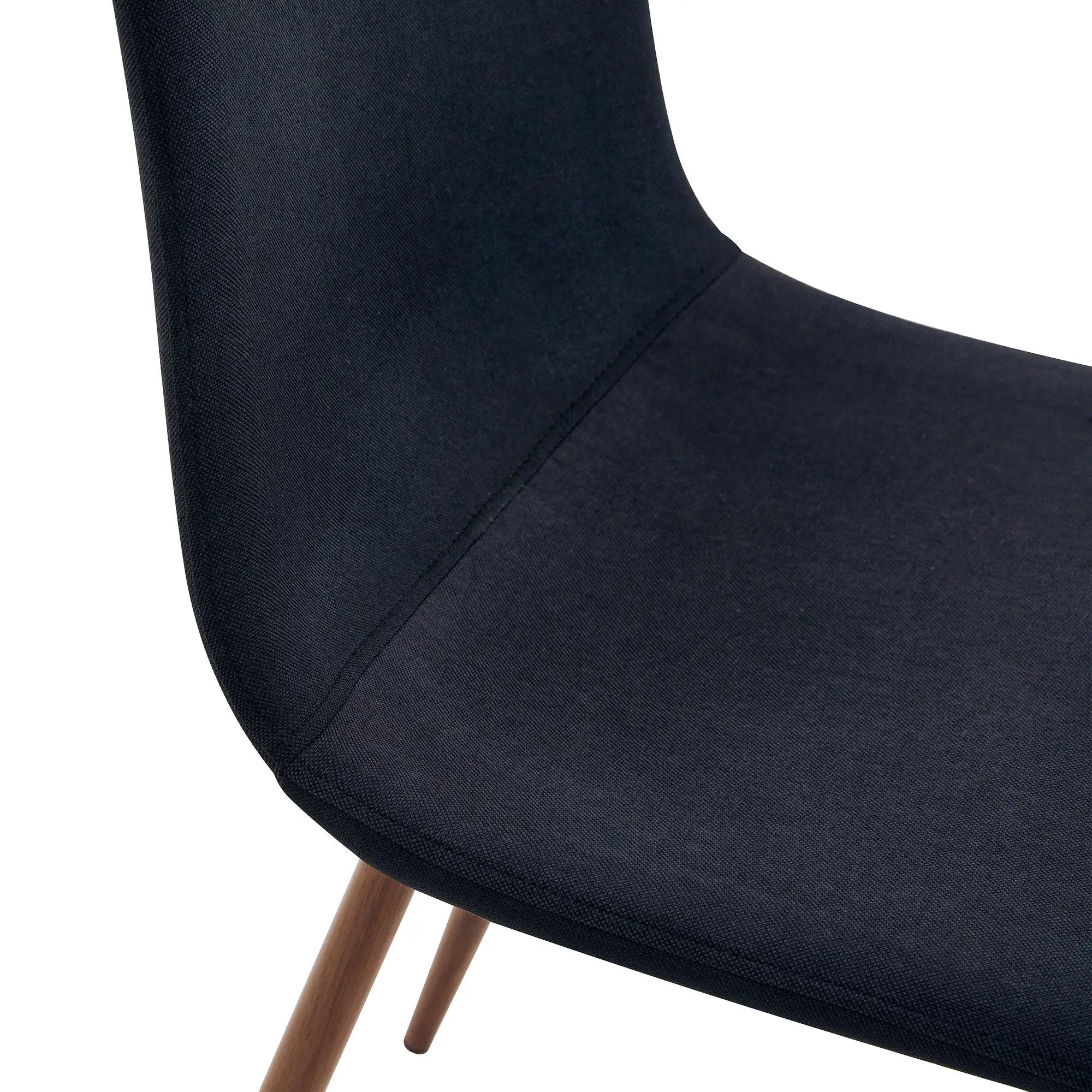 Luxury Simple Chair (Set of 4) Linen Cotton High Resilience Dining Chair With Metal Color Leg - Black / Walnut by HouseOfZazla