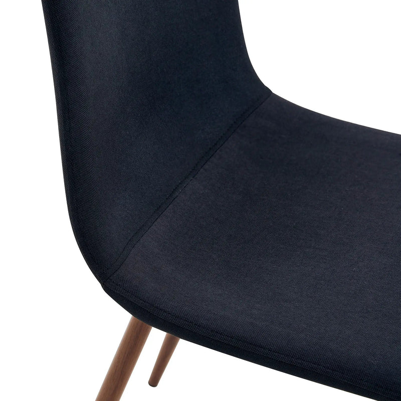 Luxury Simple Chair (Set of 4) Linen Cotton High Resilience Dining Chair With Metal Color Leg - Black / Walnut by HouseOfZazla