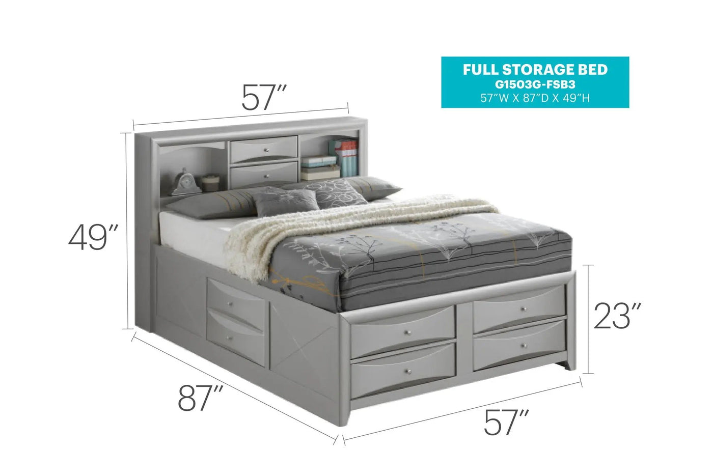 Modern Design Storage Bed With Bookcase Headboard by HouseOfZazla