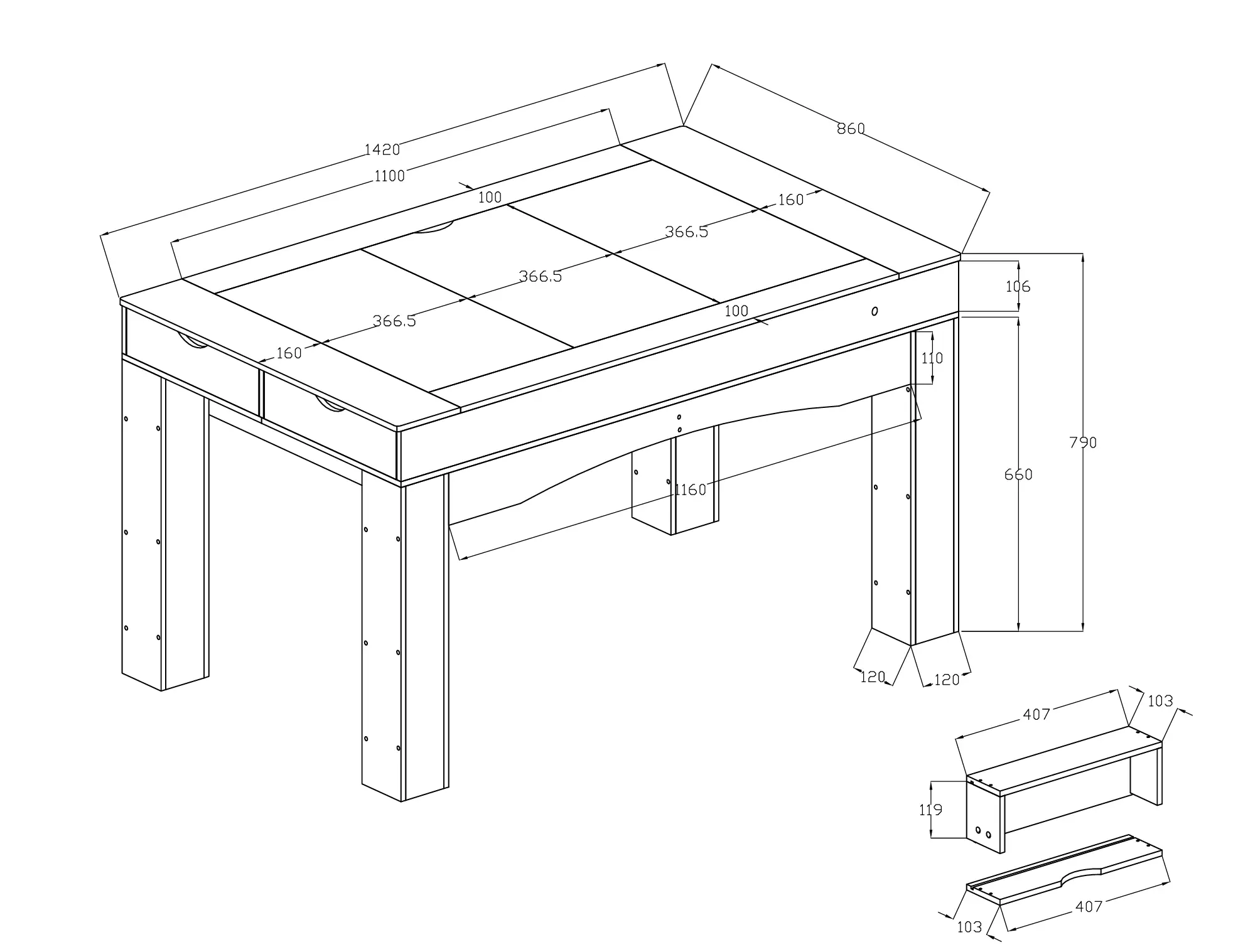 Gaming Table with Removable Top for 4–6 Players by HouseOfZazla