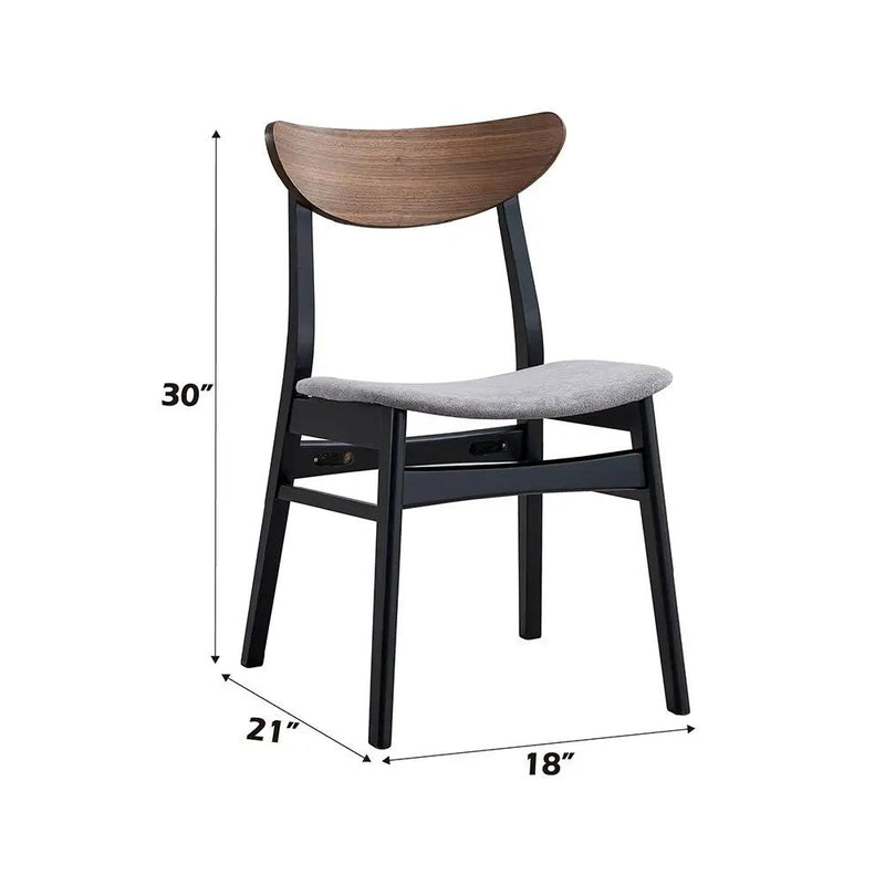 Rebi - Side Chair (Set of 2) - Gray Linen, Walnut & Black by Unique Piece Furniture