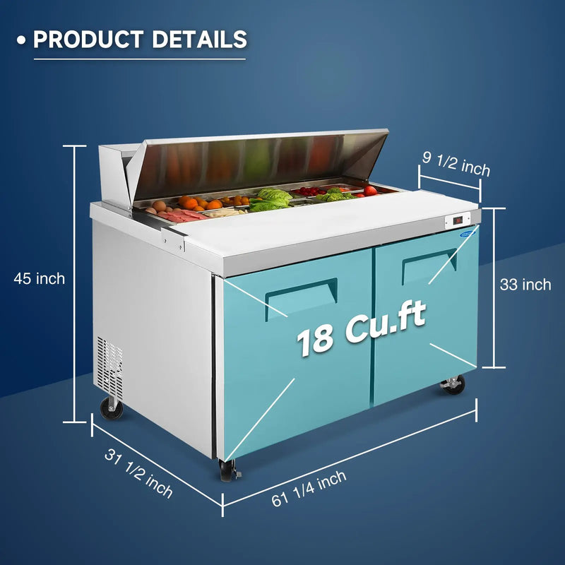 Orikool 60 In Commercial Refrigerators Sandwich & Salad Prep Table by HouseOfZazla