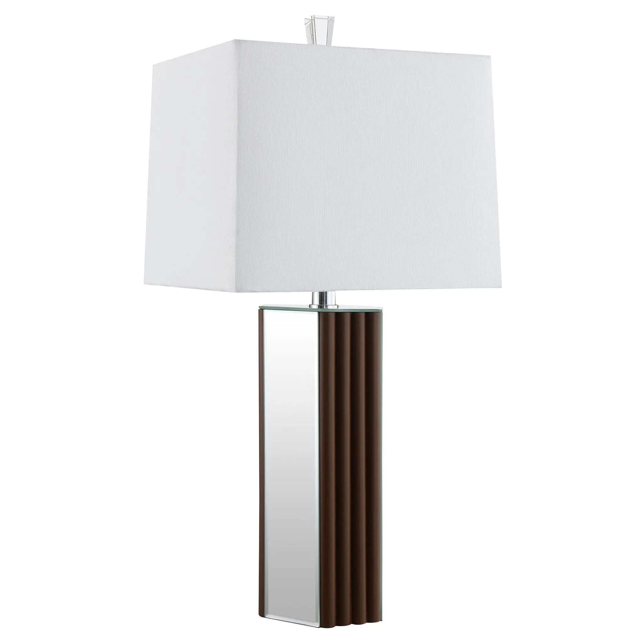 Elena 30-inch Square Tapered Mirrored Table Lamp Brown by Unique Piece Furniture