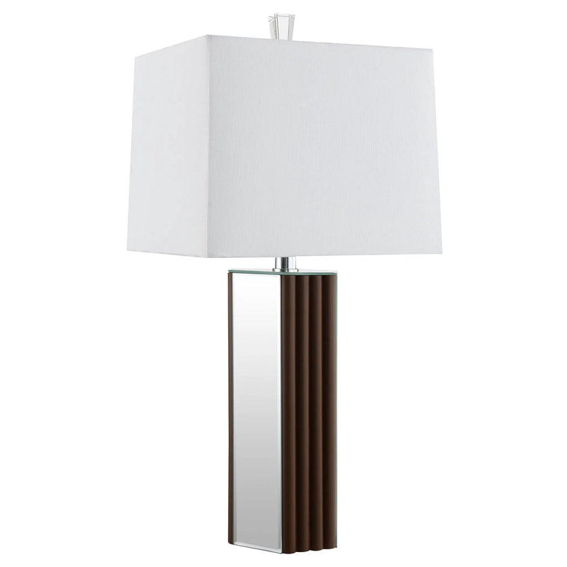 Elena 30-inch Square Tapered Mirrored Table Lamp Brown by Unique Piece Furniture