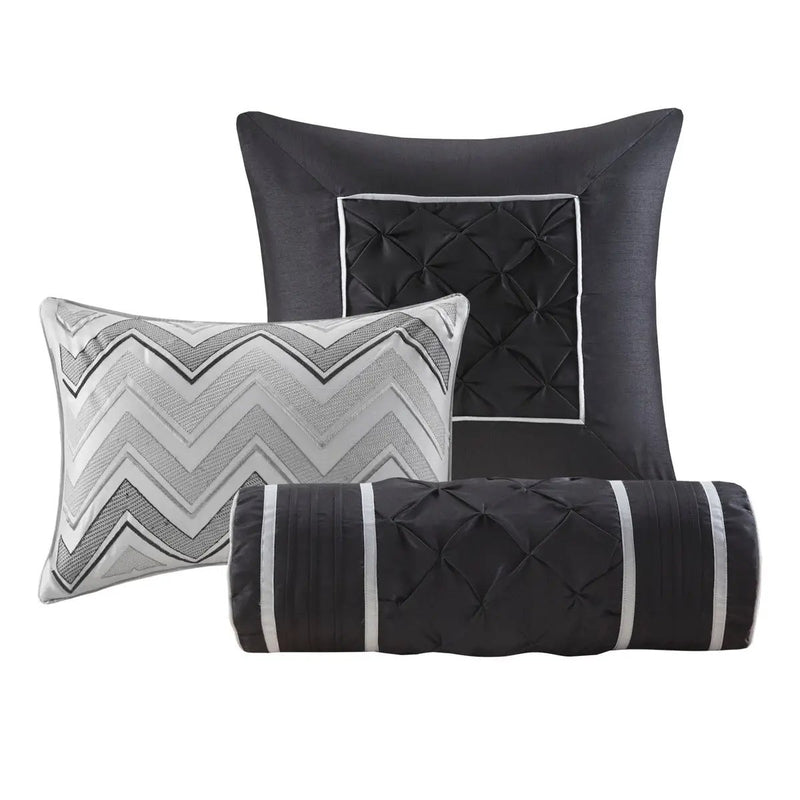 7 Piece Tufted Comforter Set Grey Full by HouseOfZazla