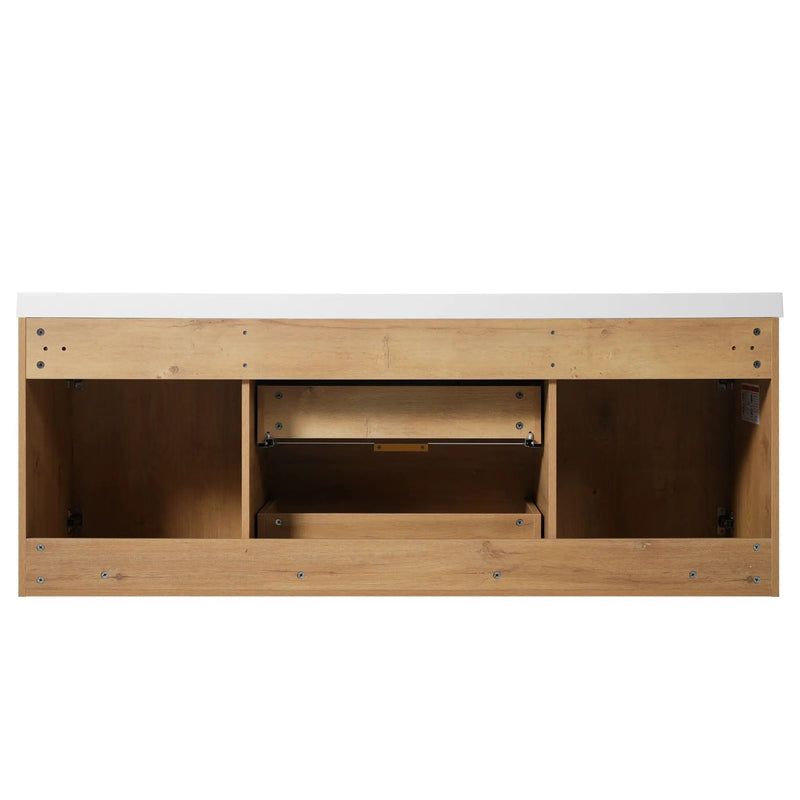 Double Sink Bathroom Vanity Soft Close Doors, Divided Drawers, Wall Mounted - Wood
