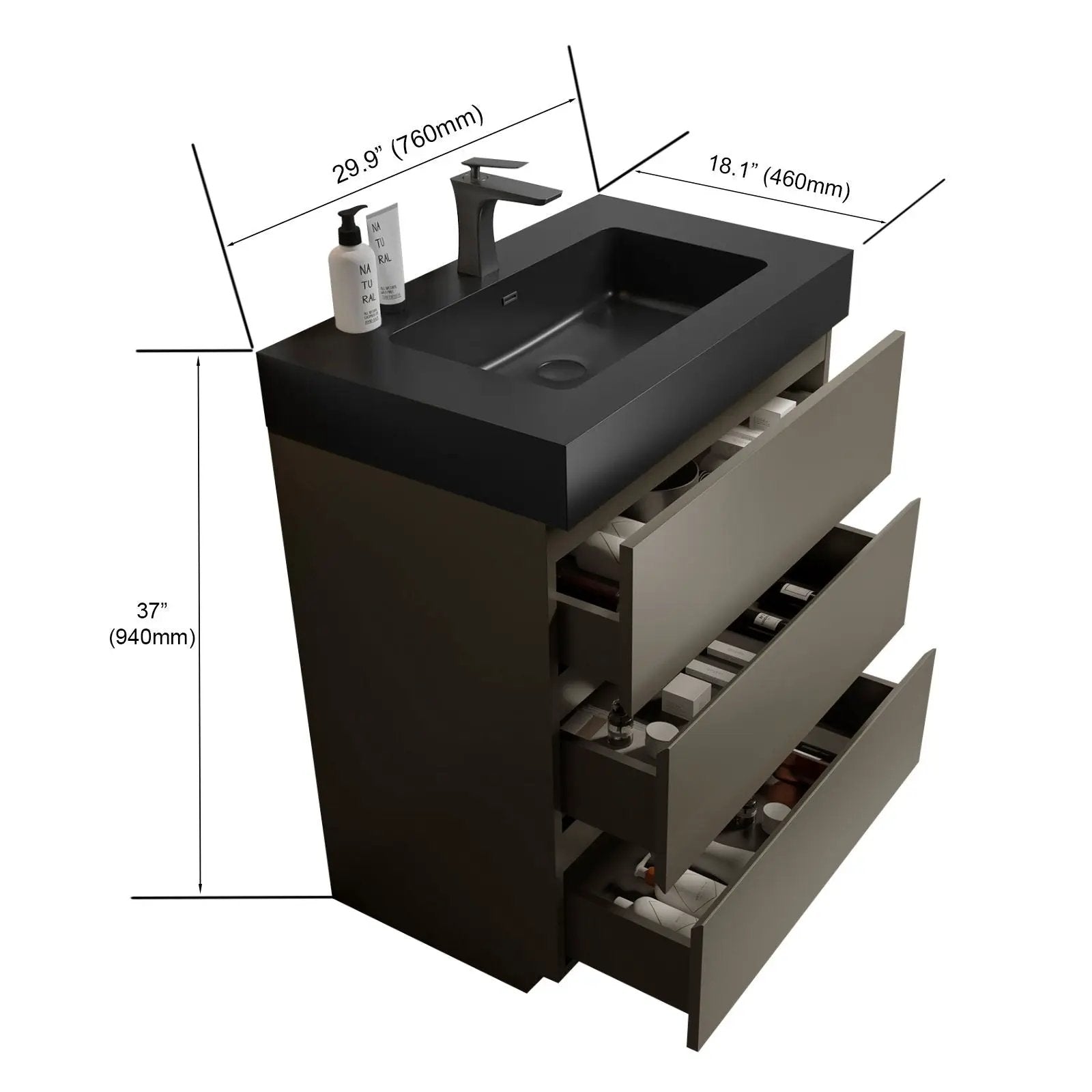 Alice - Bathroom Vanity With Sink, Large Storage Freestanding Bathroom Vanity For Modern Bathroom, One-Piece Sink Basin Without Drain And Faucet by Unique Piece Furniture