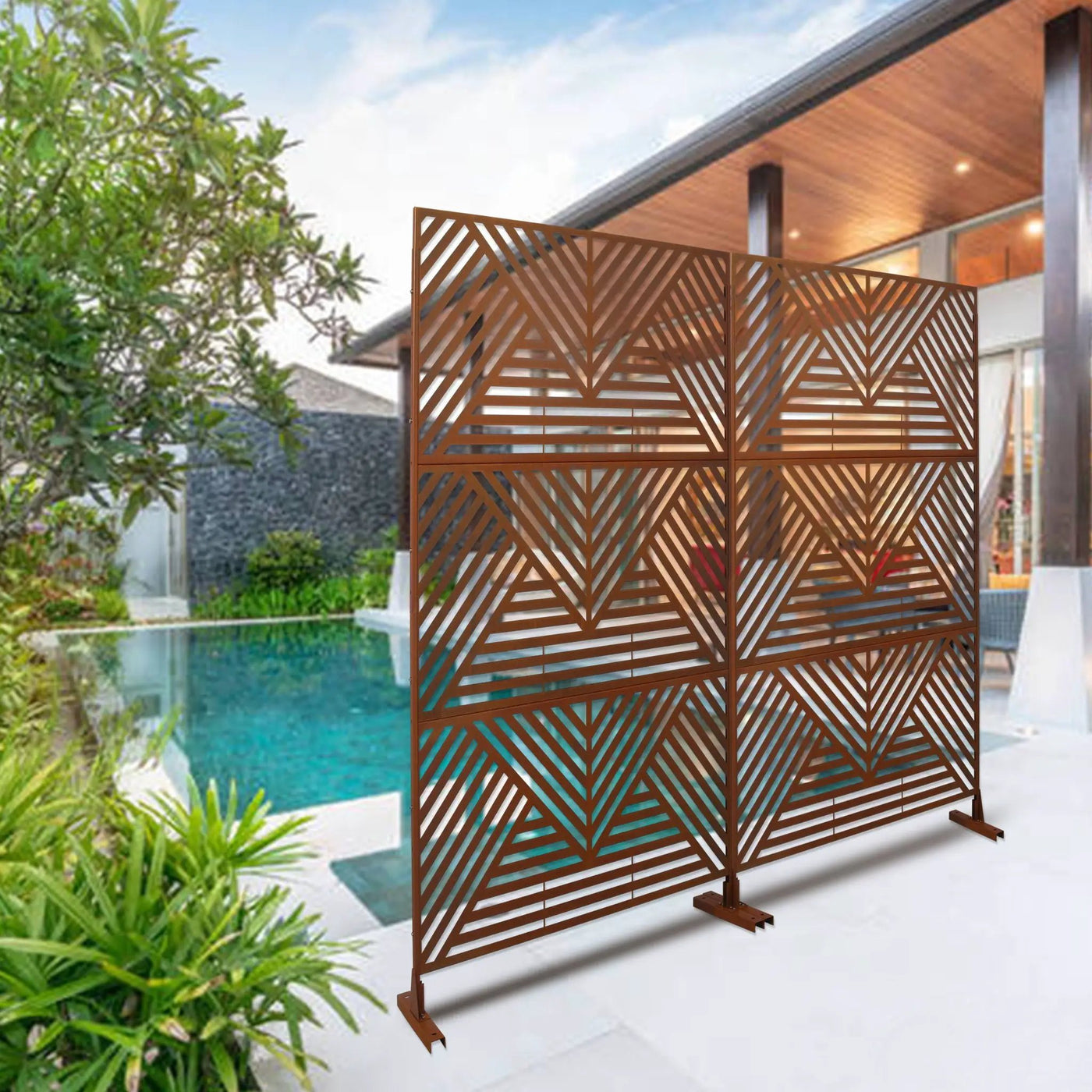 Freestanding Outdoor & Indoor Freestanding Metal Privacy Screen by HouseOfZazla