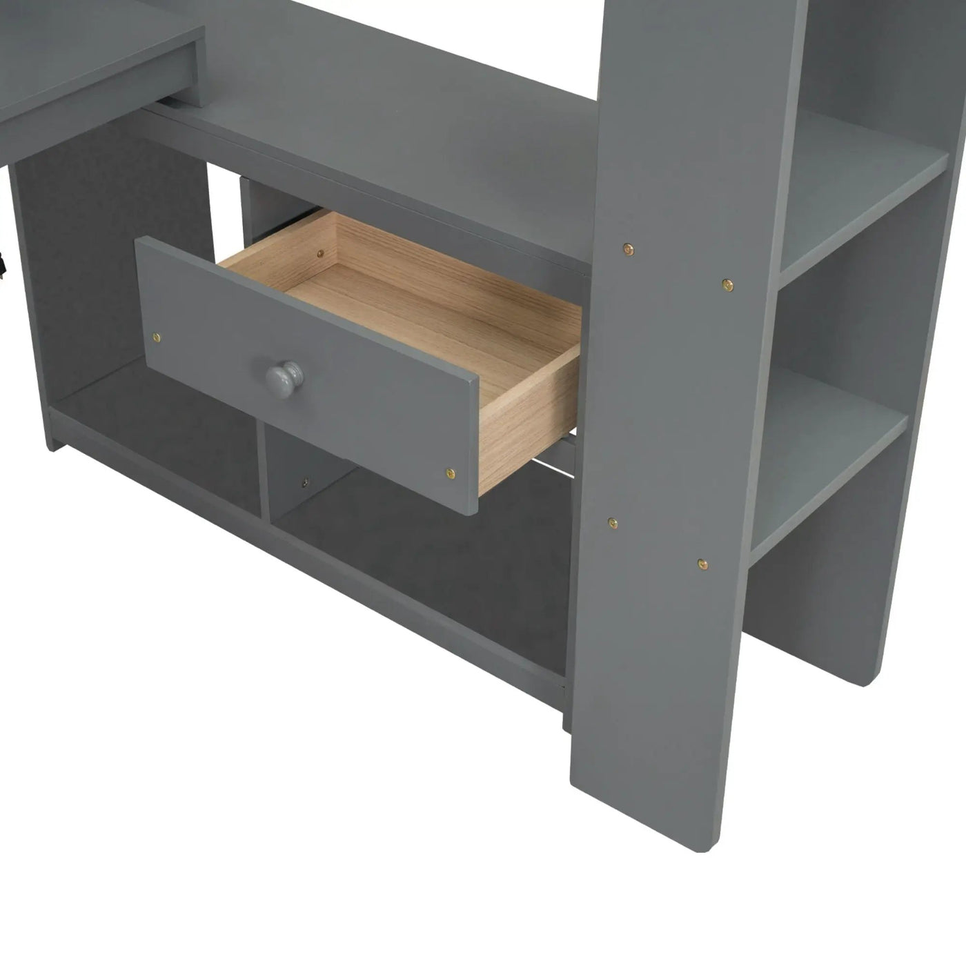 Gaming Loft Bed With Desk, Multi Storage Shelves, LED And Charging Station by HouseOfZazla