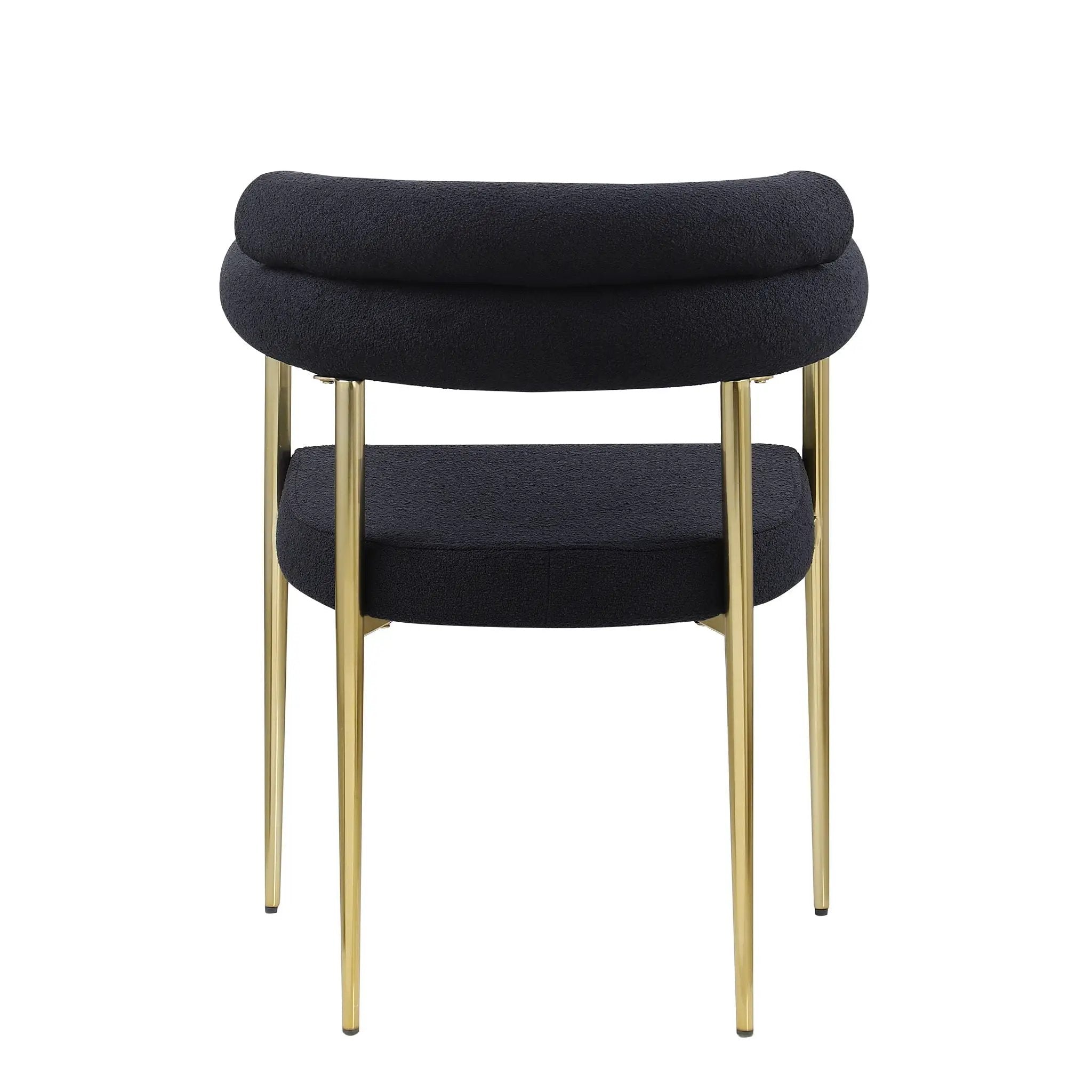 Dining Chairs (Set of 2), Mid-Century Modern Dining Chairs, Kitchen Dining Room Chairs, Round Boucle Backrest Sherpa Dining Chair With Brushed Metal Legs by Unique Piece Furniture