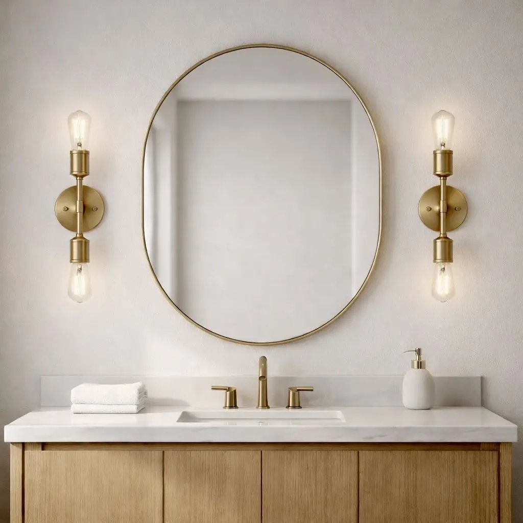 Reverie - Double Lights Bathroom Wall Sconce Over Mirror - Clear / Gold by HouseOfZazla