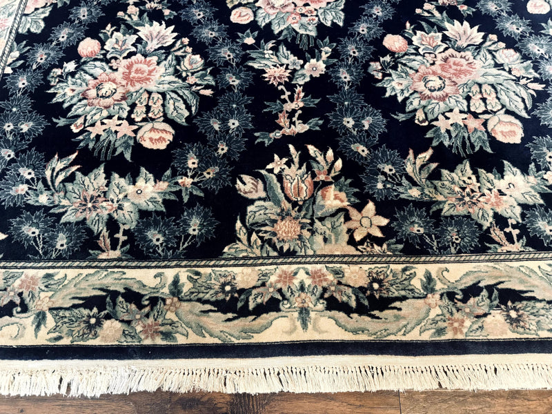 Sino Persian Rug 6x9, Navy Blue, Floral by Jewel Rugs