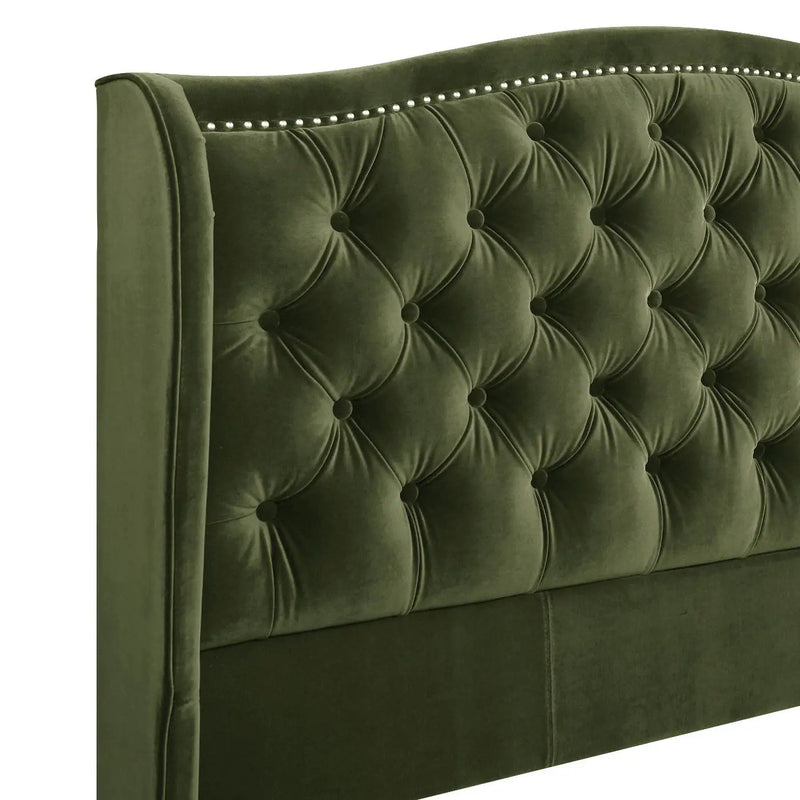 Marcella - Upholstered Shelter Headboard Bed Set by HouseOfZazla