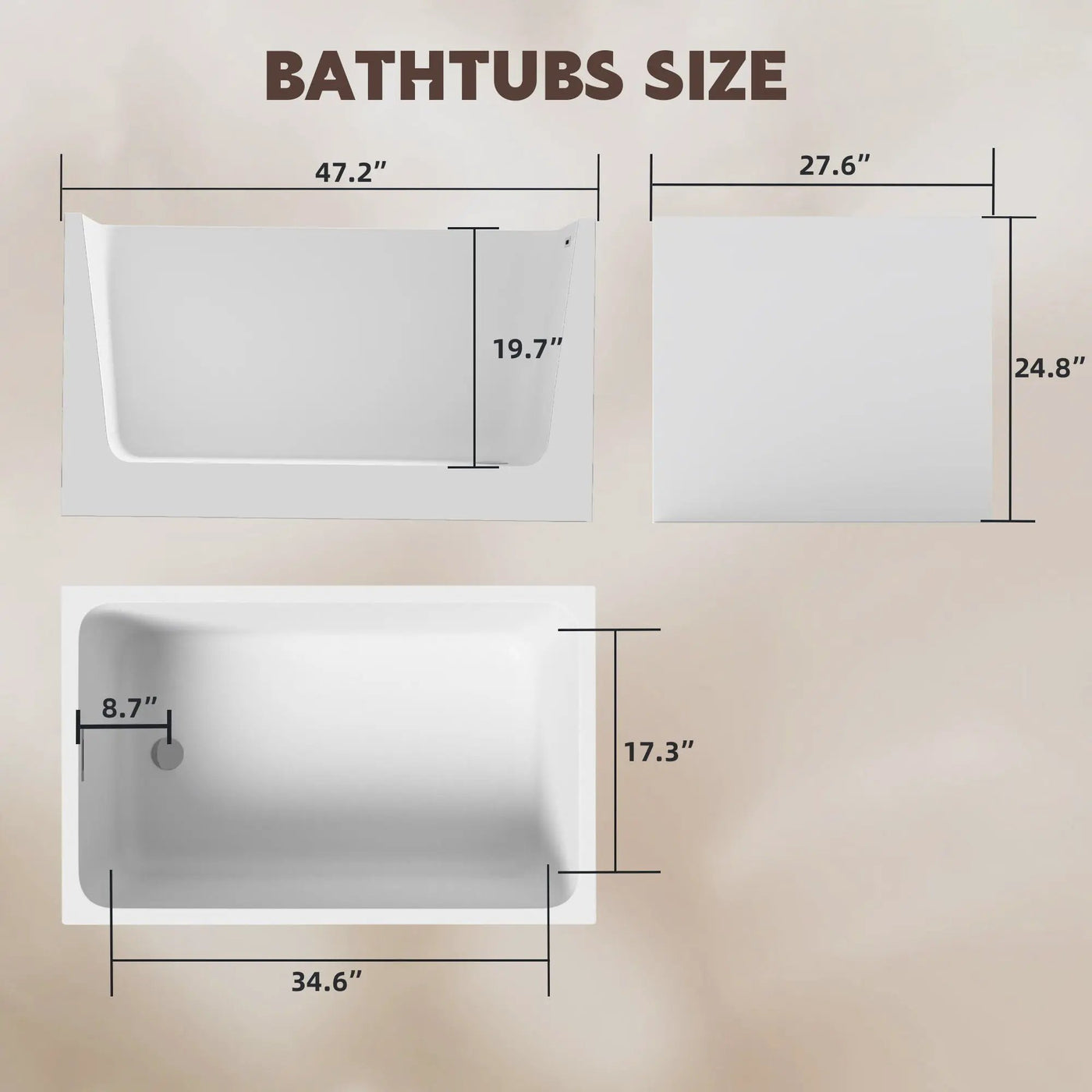 Freestanding Bathtub With Drain, Rectangular Shape by HouseOfZazla