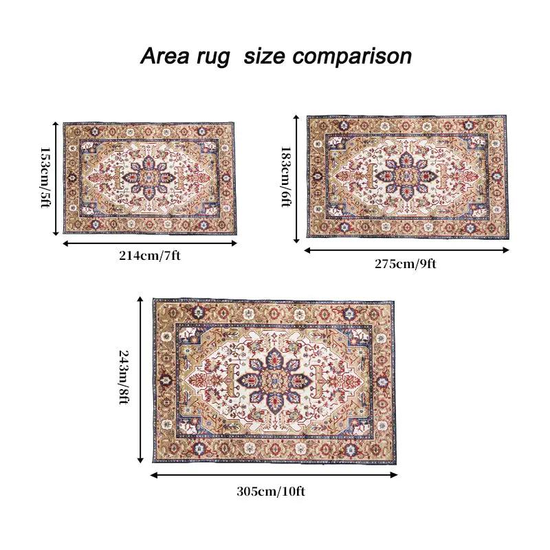 Vintage Bohemia Large Persian Non-slip Washable Area Rug by HouseOfZazla