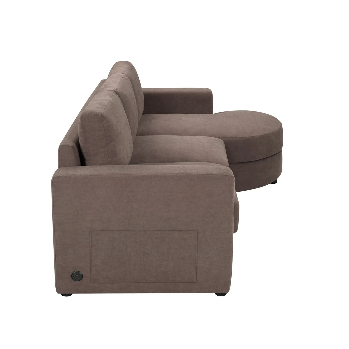 Modern L-Shaped Sectional Sofa With Curved Chaise, USB Ports, And Side Storage Pockets by HouseOfZazla
