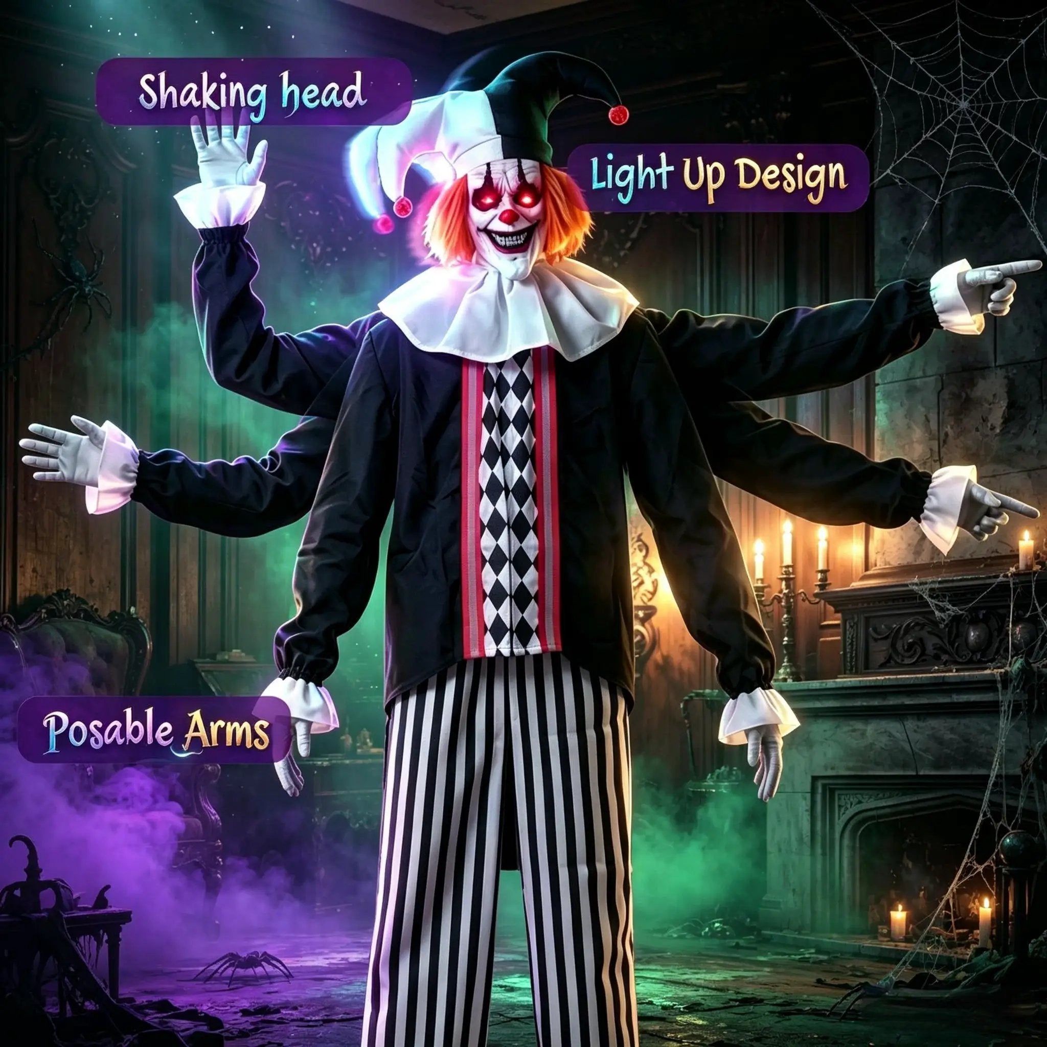Frightening Giant Clown Prop with Realistic Facial Expressions by HouseOfZazla