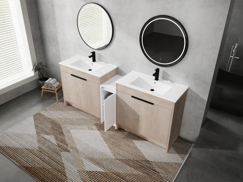84 Inch Freestanding Bathroom Vanity with Ceramic Sink and Storage Cabinets by HouseOfZazla