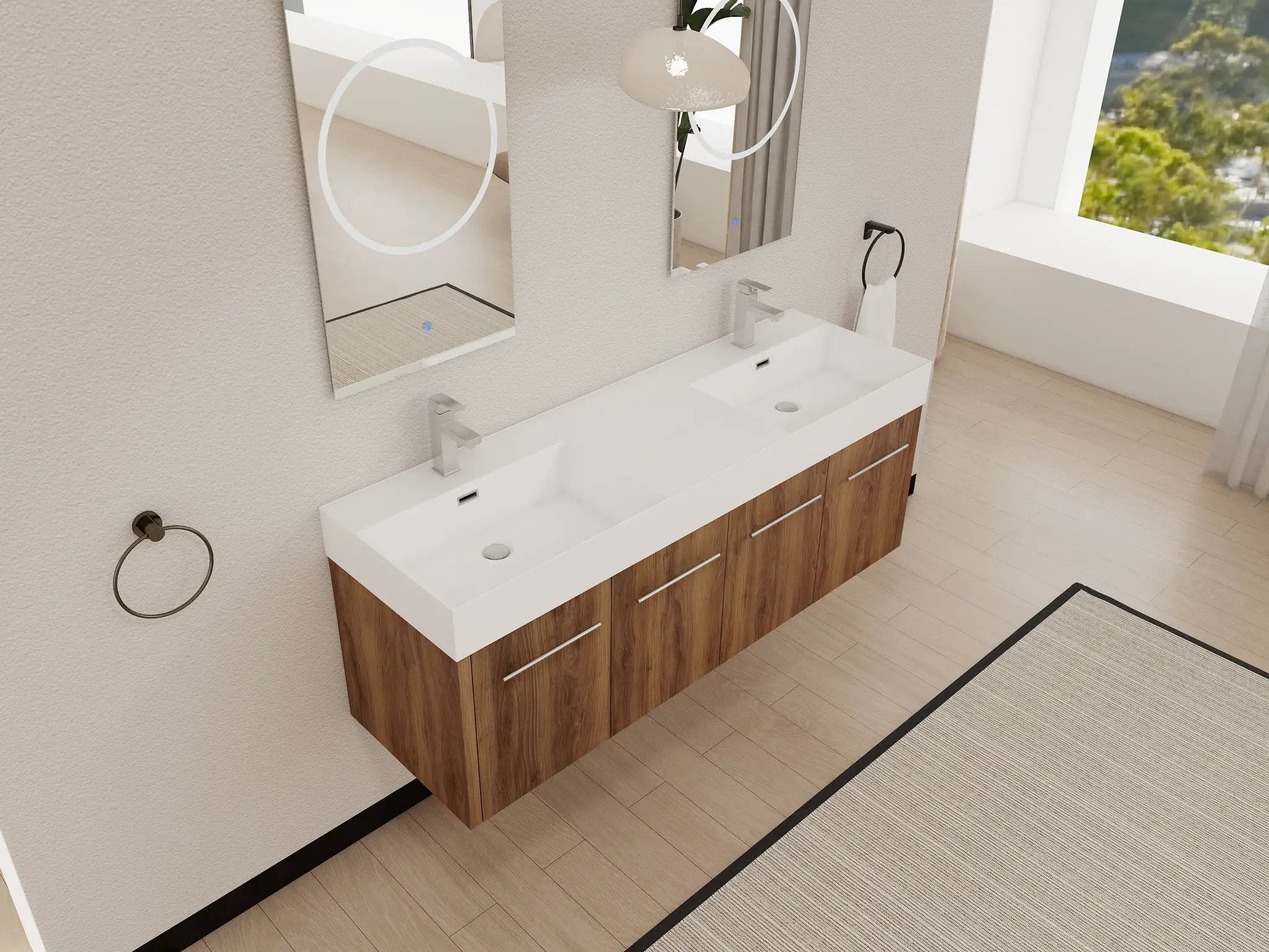 60 Inch Wall-Mounted Bathroom Vanity with Sink by HouseOfZazla
