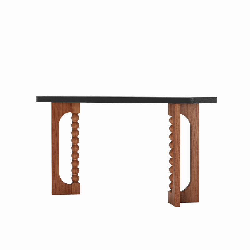 Wood Console Table with Lacquered Finish and Spherical Legs - Natural, photo 7 of 10
