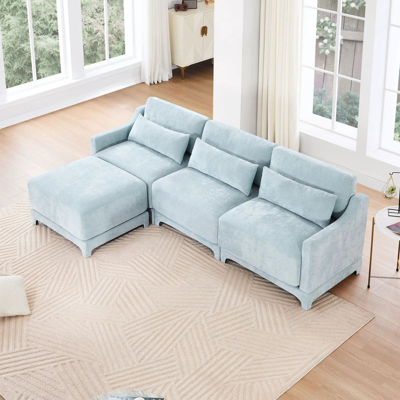 Stylish Sofa With Ottoman And Lumbar Pillows, Ergonomic Design by Unique Piece Furniture