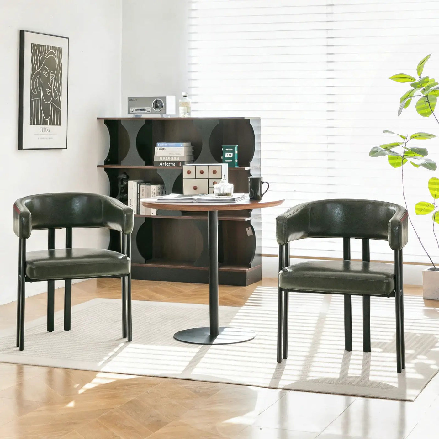 Modern Dining Upholstered Barrel Chair With Curved Back And Armrests by HouseOfZazla