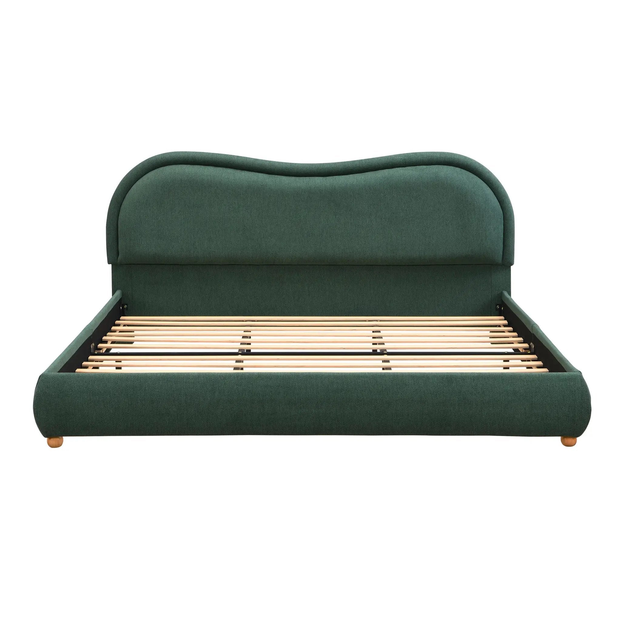 King Size Upholstered Platform Bed Frame with Rounded Corners by HouseOfZazla