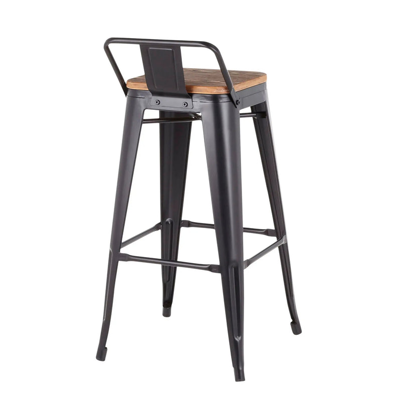 Oregon - Industrial Low Back Barstool (Set of 2) - Black by HouseOfZazla
