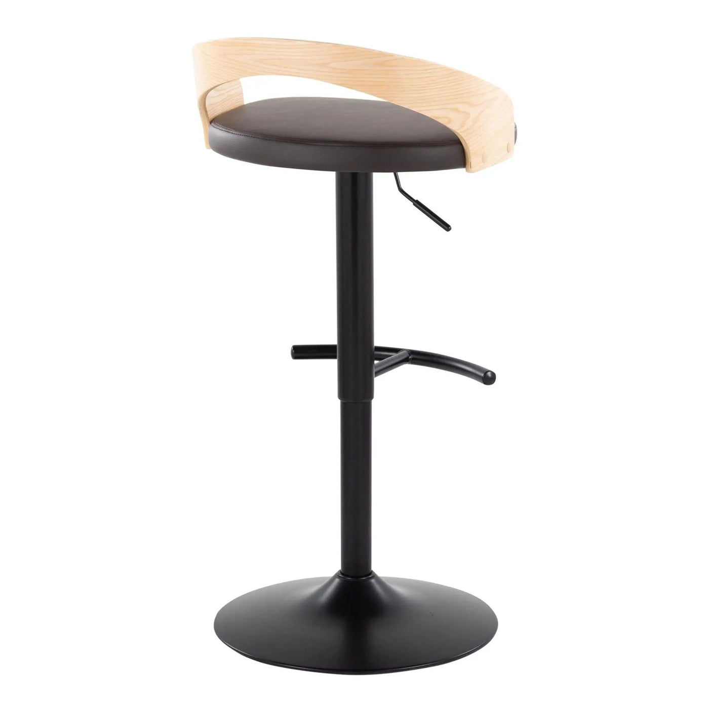 Grotto - Contemporary Adjustable Barstool With Swivel & Rounded T Footrest (Set of 2) by HouseOfZazla