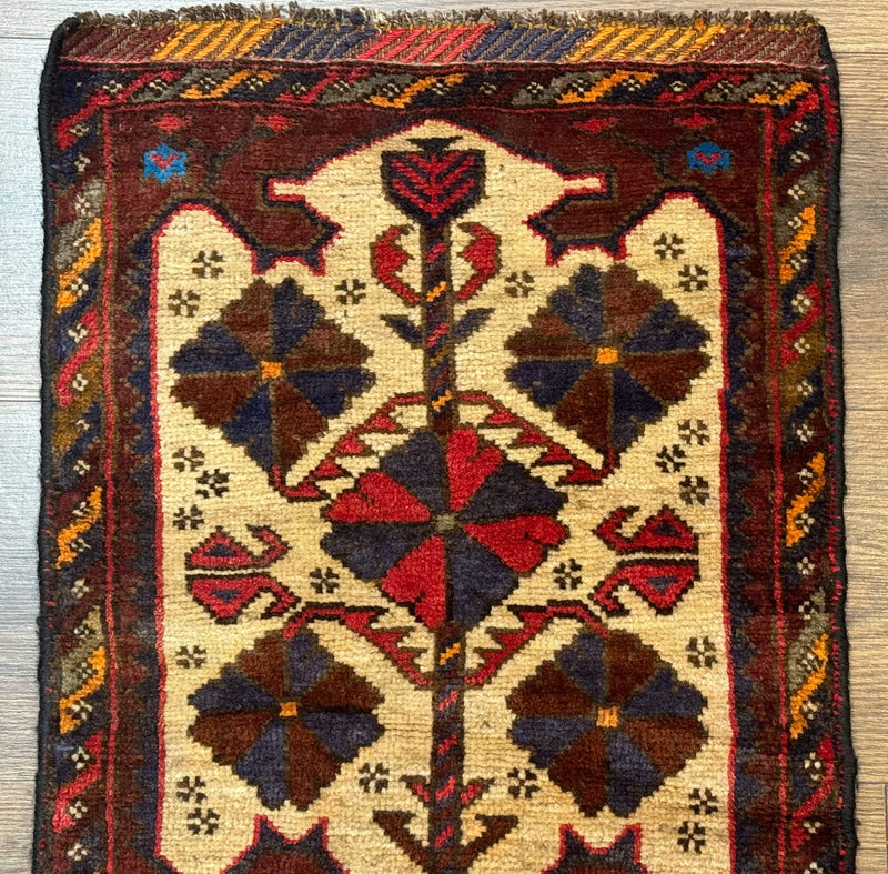 Small Persian Baluchi Tribal Rug, Tan, Handmade by Jewel Rugs