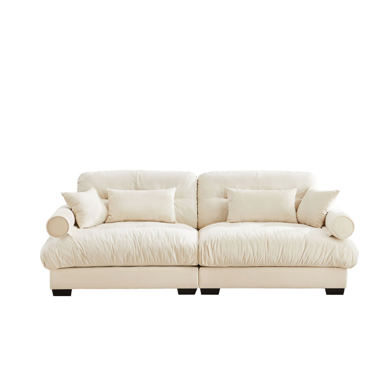 Modern Sofa With Bolstered Armrests And Pillows by Unique Piece Furniture