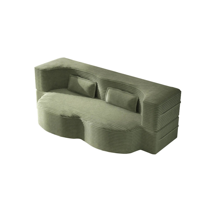 Modern Floor Sofa With 2 Pillows, Convertible Twin Size Folding Mattress For Living Room by HouseOfZazla