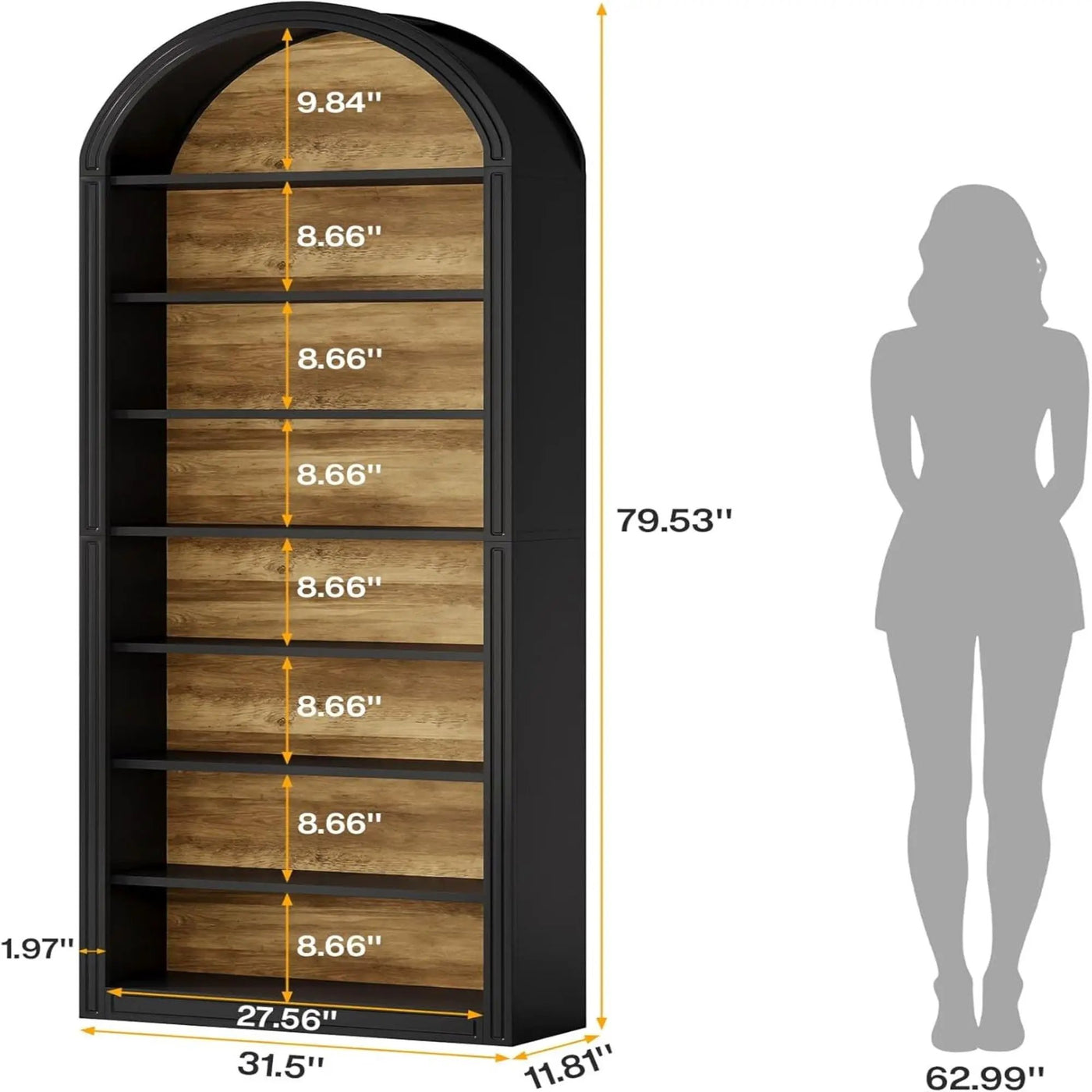 8 Tier Arched Open Display Shelving Unit For Living Room by HouseOfZazla