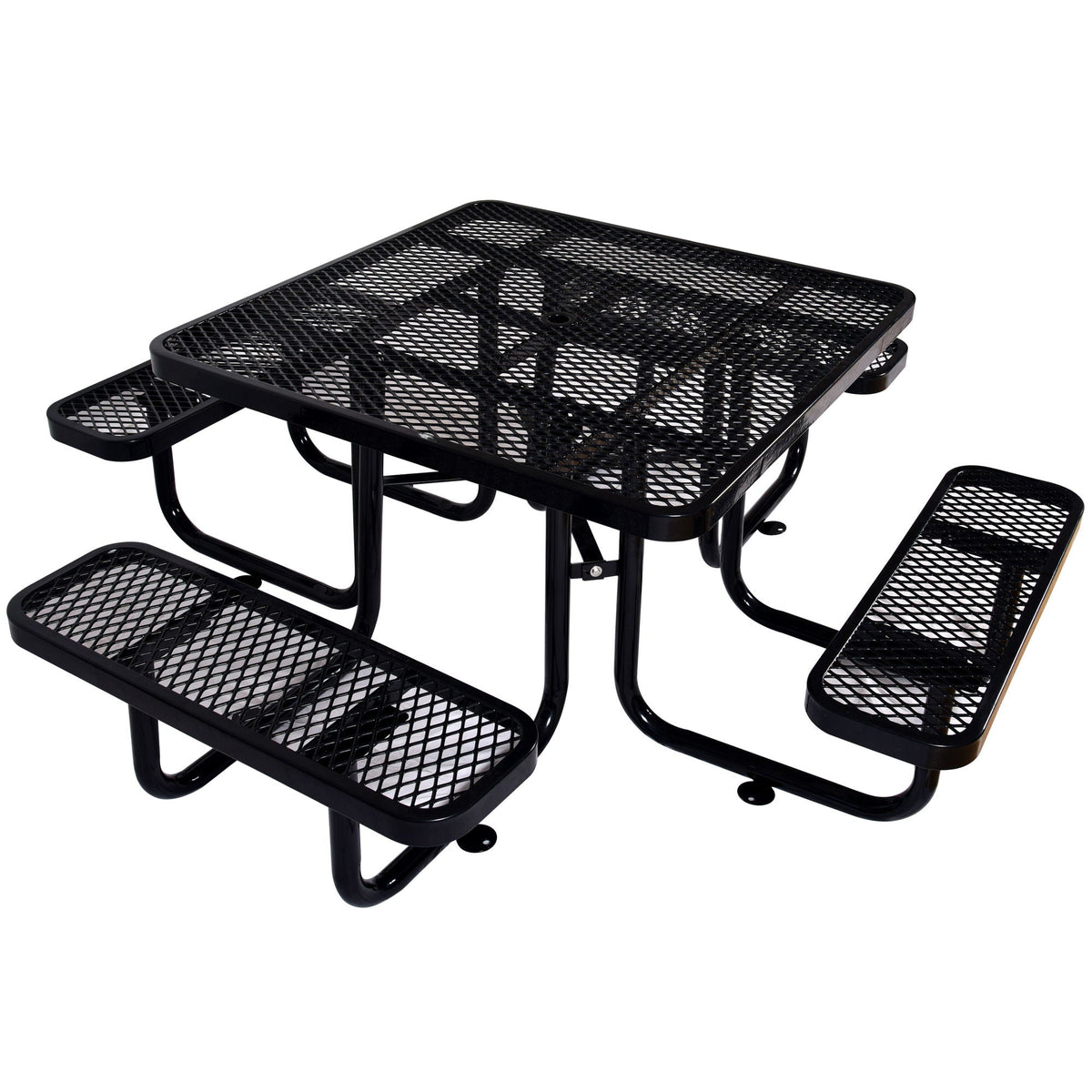 Square Outdoor Steel Picnic Table, With Umbrella Pole, photo 2 of 14