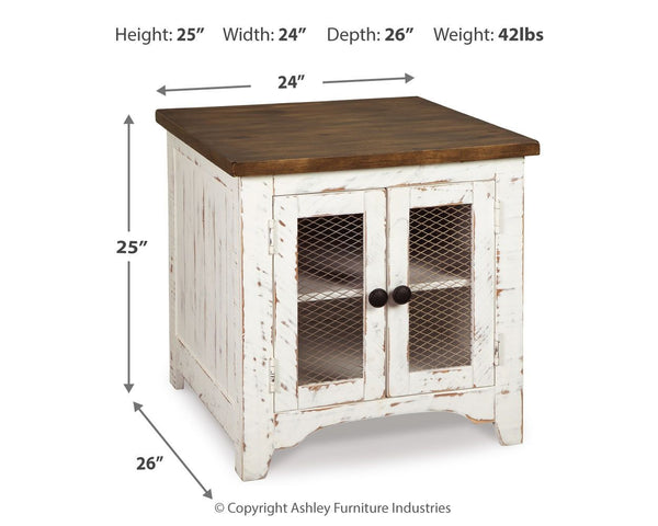 Wystfield - Rectangular End Table - 2 Doors - White / Brown, photo 2 of 7