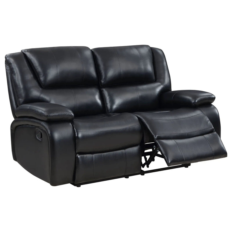 Camila Upholstered Motion Reclining Loveseat Black by Unique Piece Furniture