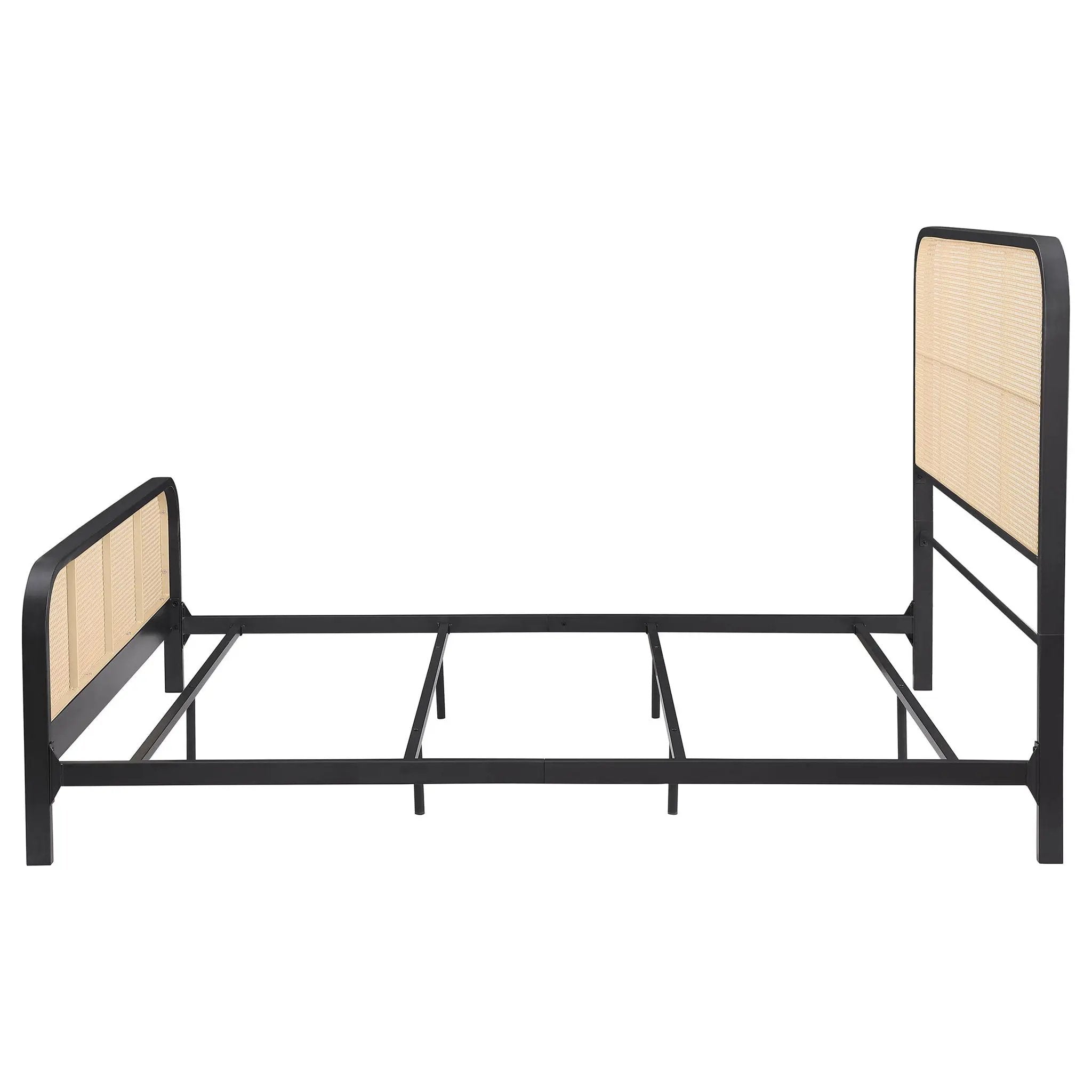 Lanewood Open Cane Webbing Metal Queen Bed Black by Unique Piece Furniture
