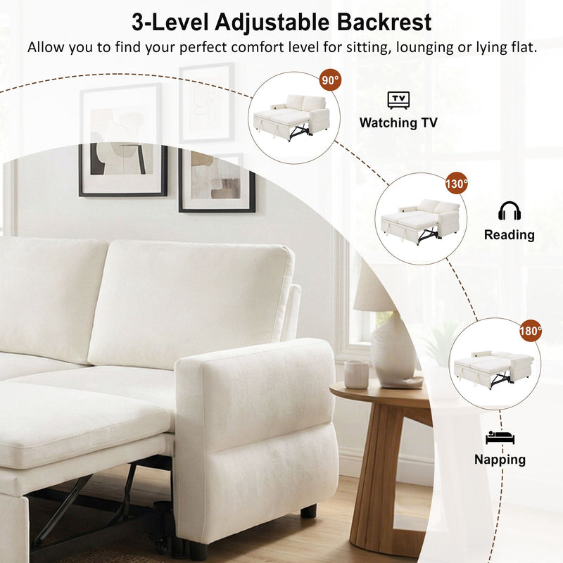 Convertible Sofa Bed Loveseat With Adjustable Backrest And USB Ports by HouseOfZazla