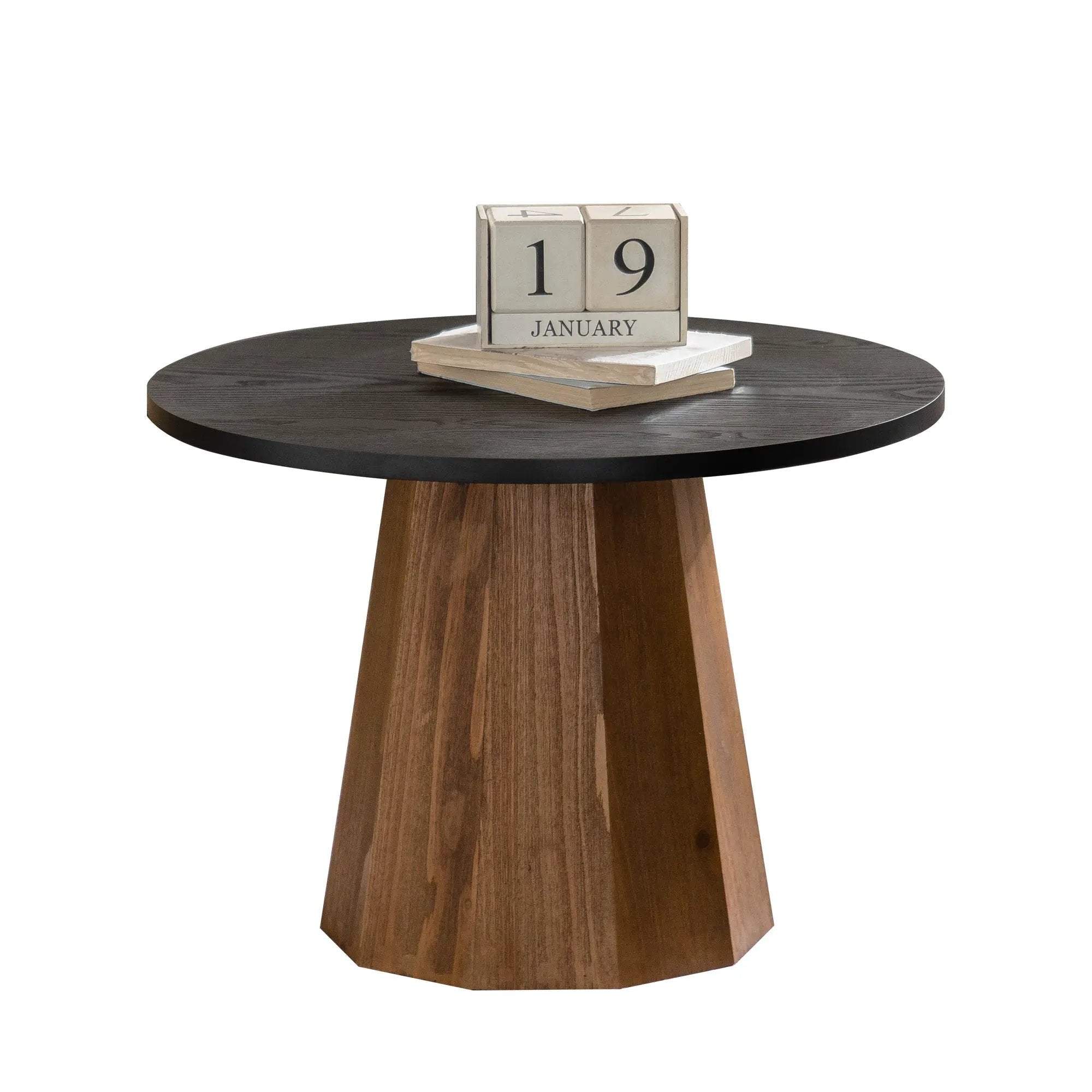 Round Coffee Table - Sturdy Pedestal Wooden Tea Table for Living Room by HouseOfZazla