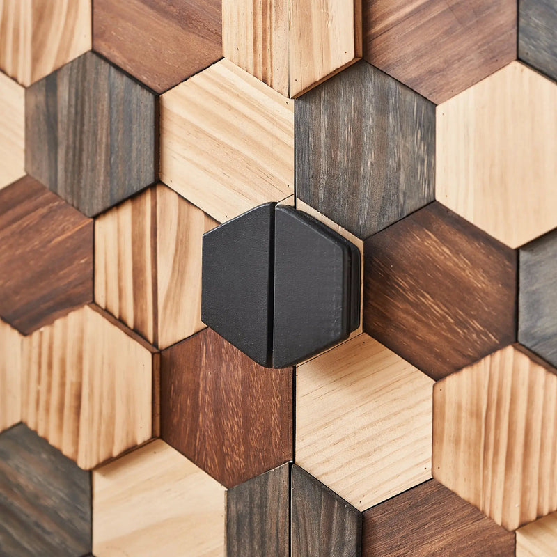 Distressed Storage Cabinet with Honeycomb Pattern by HouseOfZazla