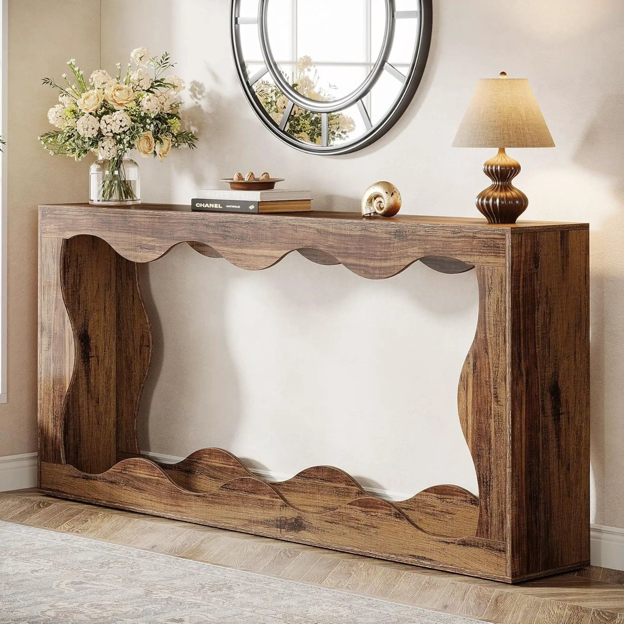 Console Table With Storage, Narrow Entryway Stand For Living Hallway - Light Brown by HouseOfZazla
