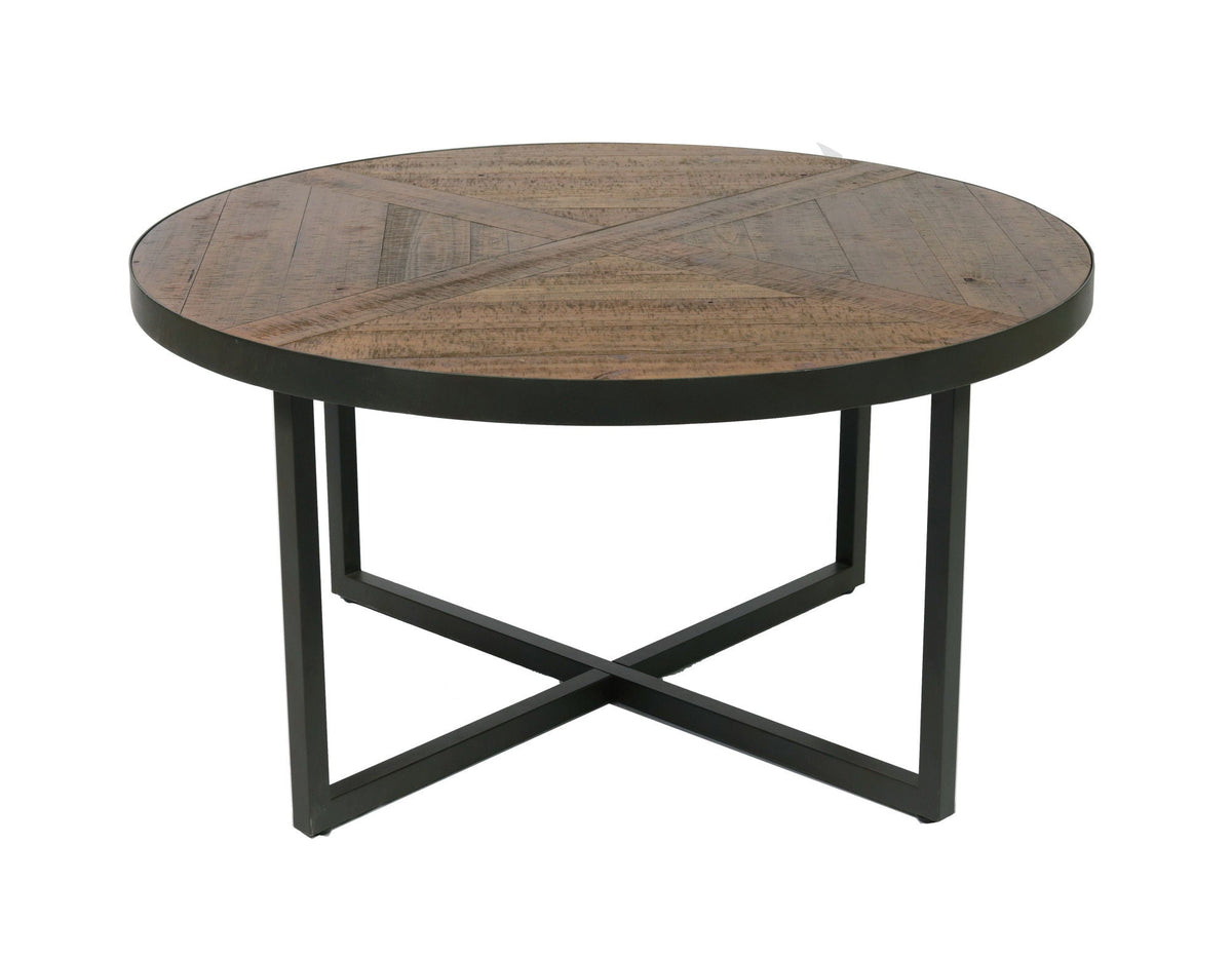 Round Solid Wood Coffee Table with Easy Assembly - Light Brown, photo 4 of 11