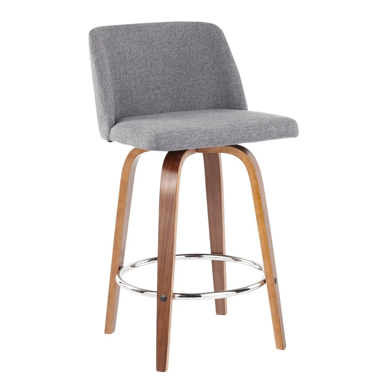 Toriano - Mid-Century Modern Fixed Height Counter Stool With Round Footrest (Set of 2) by HouseOfZazla
