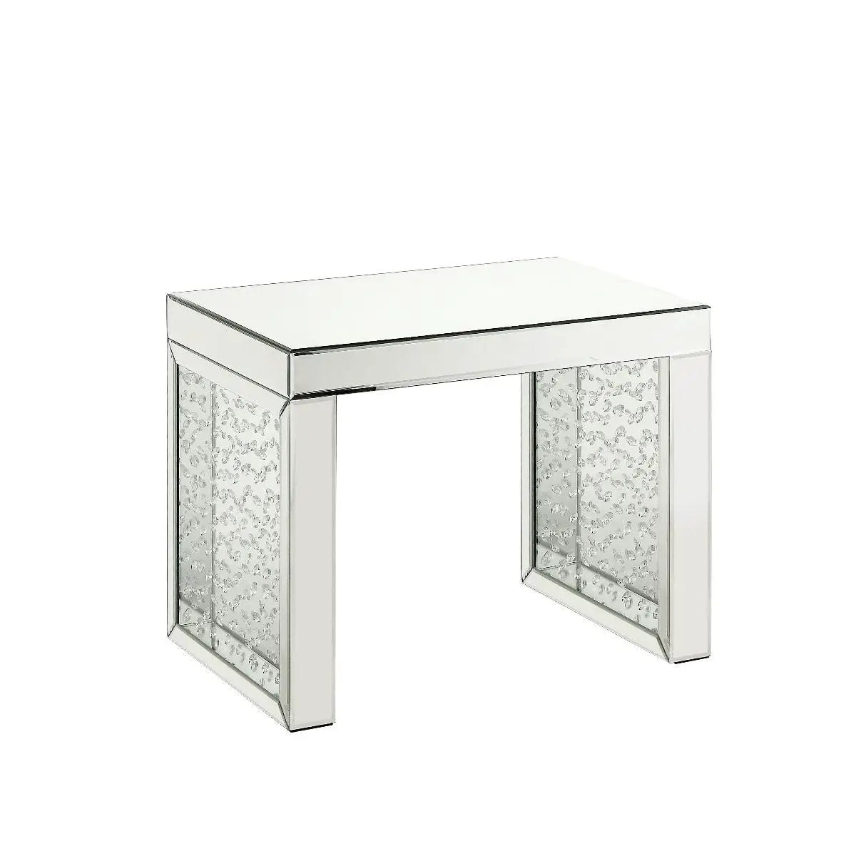 Nysa - 20" Accent Table - Mirrored & Faux Crystals Inlay by Unique Piece Furniture