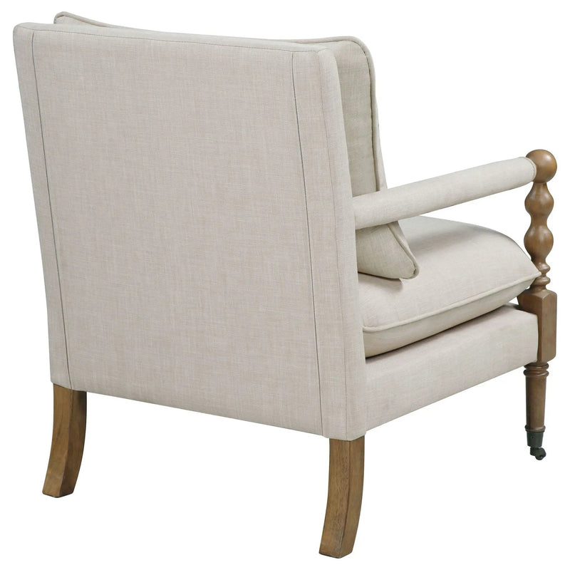 Dempsy Upholstered Accent Chair with Casters Beige by Unique Piece Furniture