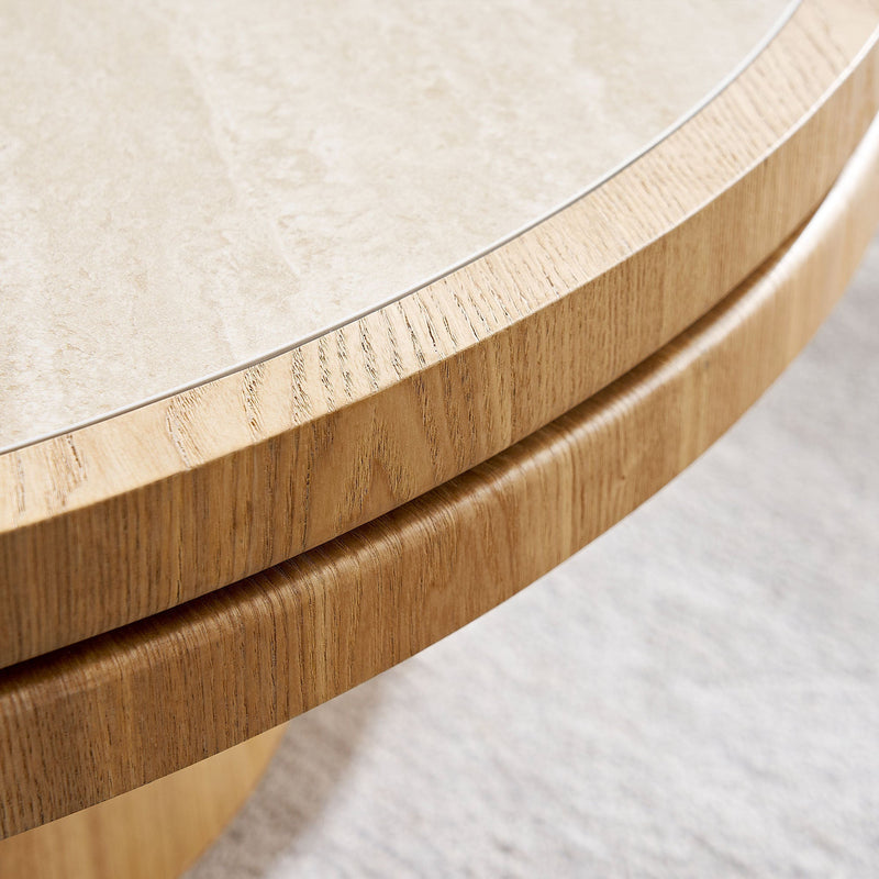 35.43 Inch Round Coffee Table with Sintered Stone Top by HouseOfZazla