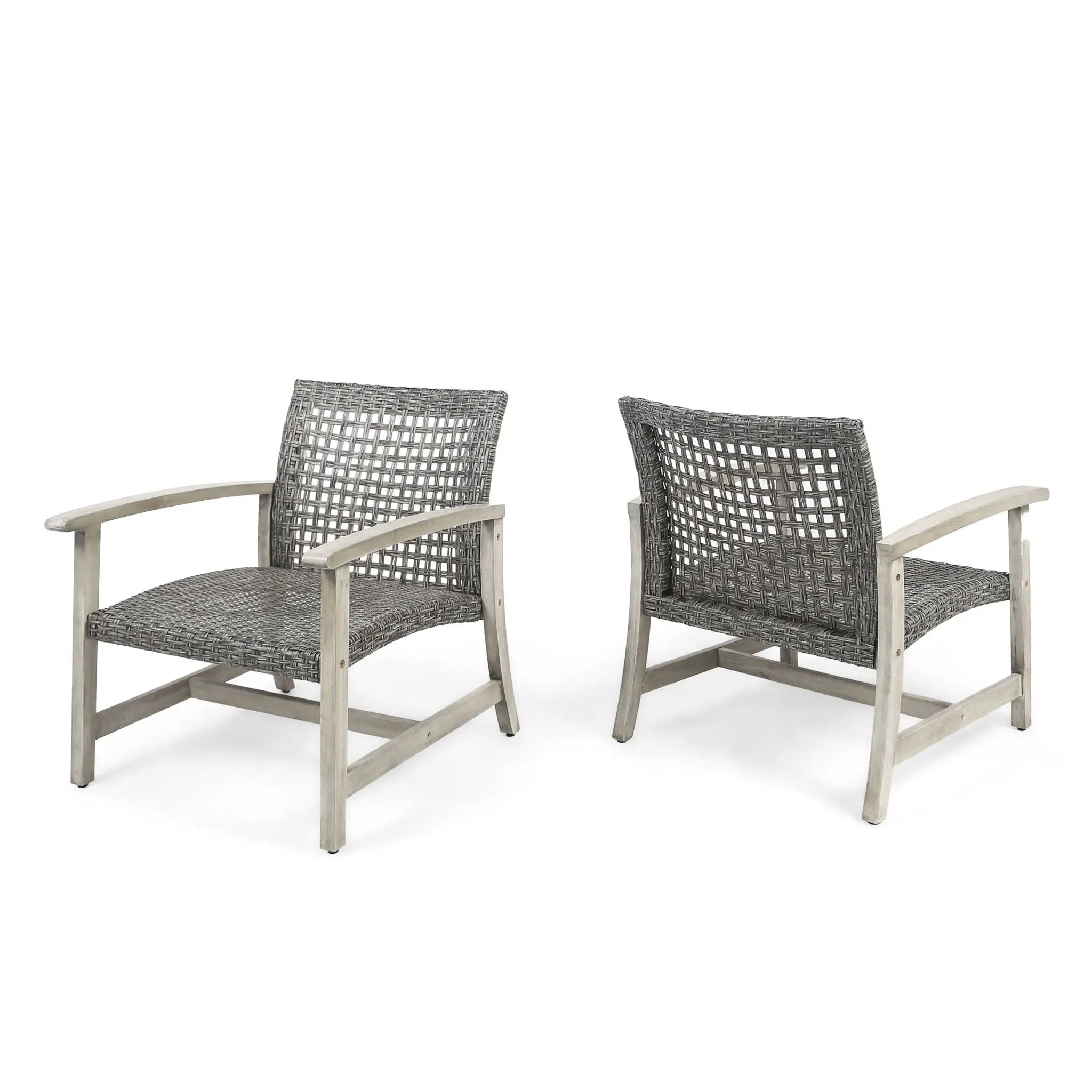 Outdoor Club Chair With Rattan Cover And Acacia Wood Frame - Gray by HouseOfZazla