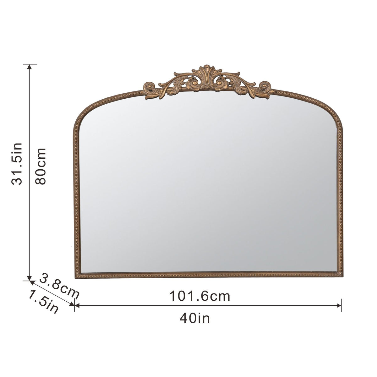 Baroque Inspired Arch Wall Mirror with Ornate Design - Gold or Black, photo 12 of 40