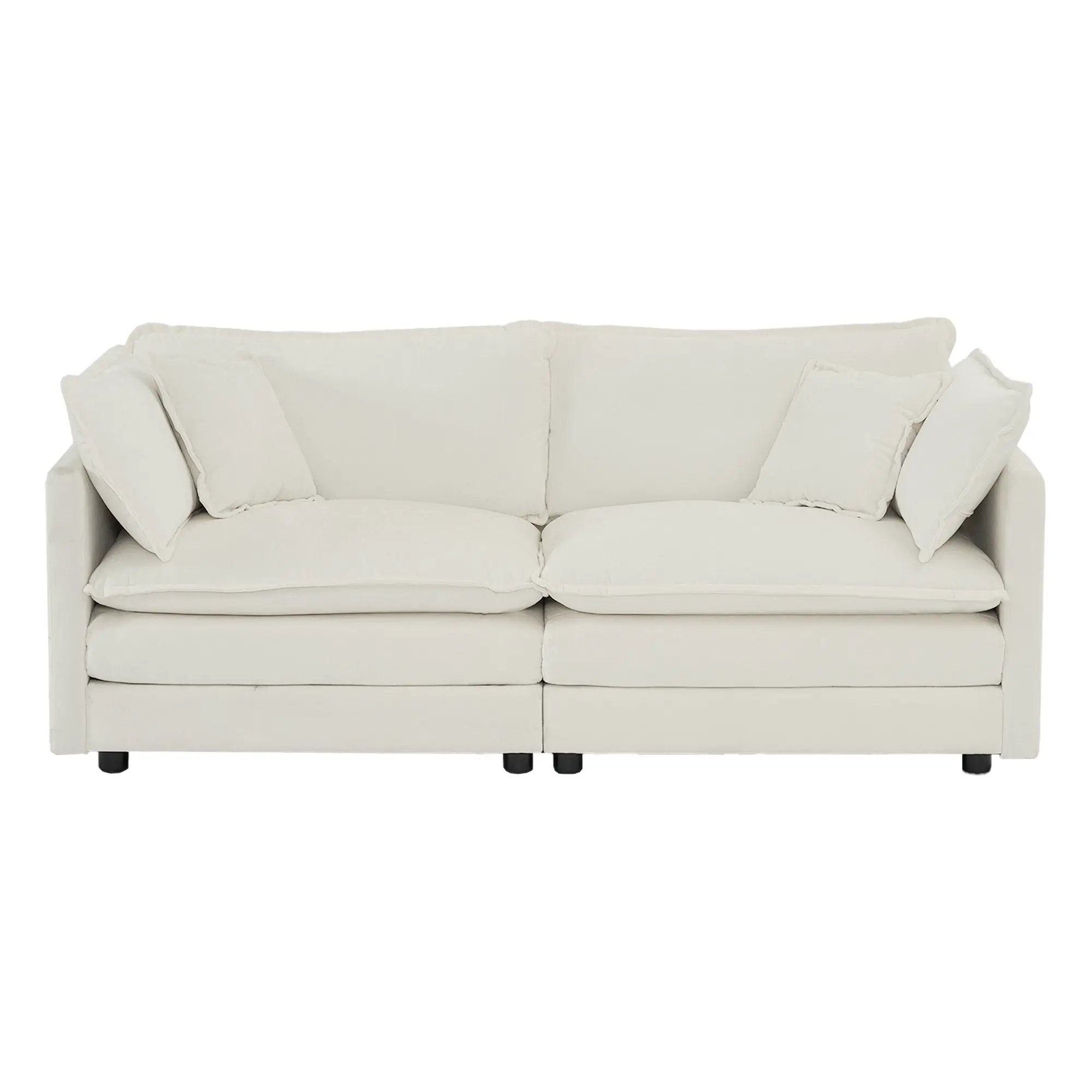 2-Piece White Chenille Sofa Set for Living Room by HouseOfZazla